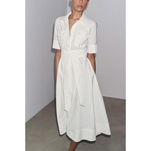 ZARA ZW COLLECTION POPLIN MIDI DRESS
